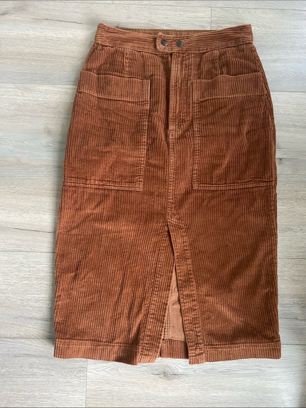 GAP Corduroy Midi Skirt in Rust